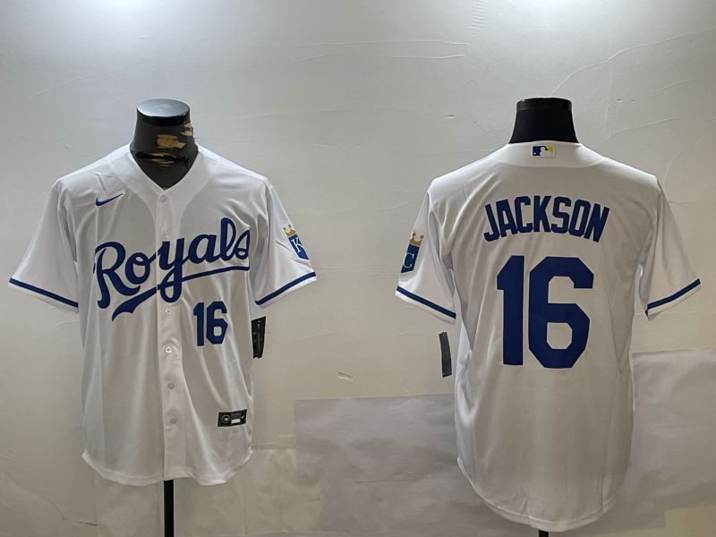 Men Kansas City Royals #16 Jackson White Game 2024 Nike MLB Jersey style 2